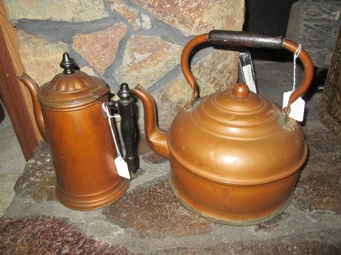 Copper kettle & coffee pot