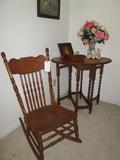 Oak rocker, oak gate leg table