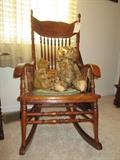 Oak rocker, Steiff bear & others