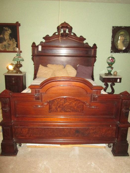 Antique walnut bed