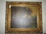 Landscape print in antique frame