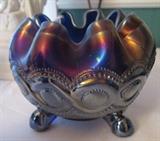 Northwood "Beaded Cable" Amethyst carnival glass rose bowl