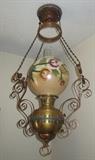 Antique hand painted kerosene lamp