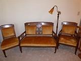 Antique Settee, arm chair & side chair set