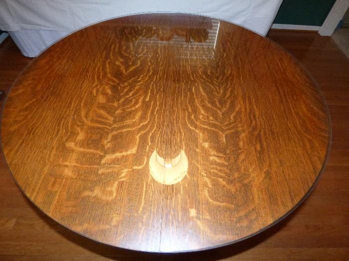Top of tiger oak dining table (comes with glass top)