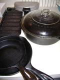 Griswold corn stick pan and Wagner Ware deep fry pan and skillet