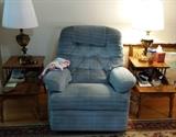 recliner and end tables with matching lamps