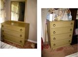 50's blond chest of drawers and dresser/mirror