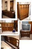 50's dresser, mirrors, chest of drawers, 2 nightstands, king size headboard