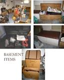 Lots of fabric, suitcases, drill case etc