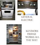 GE STOVE AND KENMORE FRIDGE SIDE BY SIDE