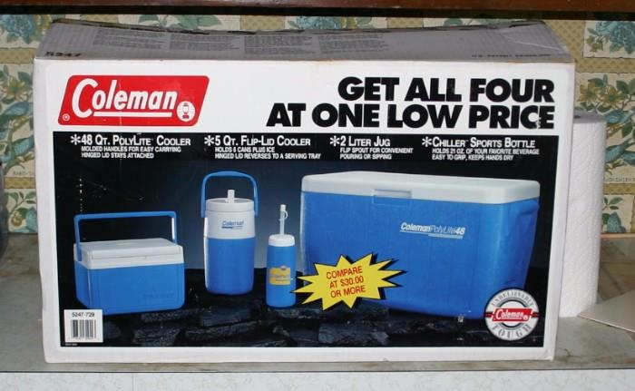 New in Box Coleman 4pc Coolers