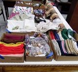 Assortment of table linens and napkin rings