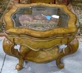 Beautiful solid wood bombay end table with beveled glass