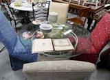 Beautiful iron and glass table w/4 parsons chairs