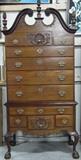 Beautiful mid 1800s Philadelphia style high-boy w/graduated locking drawers.  Solid Mahogany