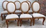 Six heavy balloon back dining room chairs. 