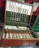 Gold plated flatware + case