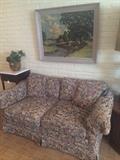 Love seat; marble top side table