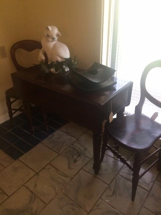 Antique drop leaf table & chairs