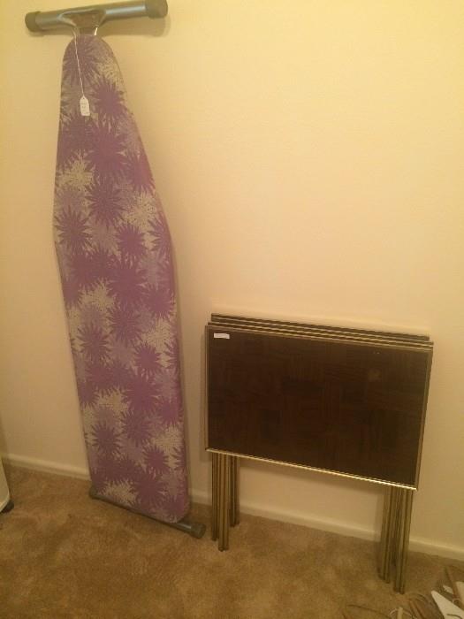 Ironing board; TV trays