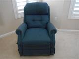 Blue cloth recliner by Lane