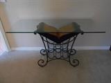 Wine rack base/glass top table