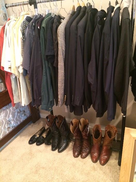 Men's shirts, coats, and boots
