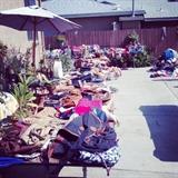 tables of vintage bags