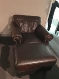 Leather chair & ottoman 