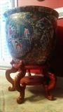 HUGE Asian porcelain fishbowl, on stand - difficult to find stand & bowl...
