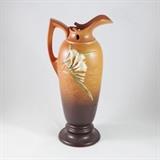 Large Vintage Roseville Pottery USA Brown Freesia Ewer Pitcher with Handle 21-15