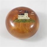 Vintage Wooden House of Myrtlewood Paperweight with Felt Base, Hand Painted in Coos Bay, Oregon
