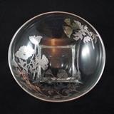 Vintage Silver Embossed Glass Dish wit Poppy Pattern 