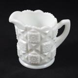 Vintage Miniature Westmoreland Milk Glass Creamer and Sugar Set with Old Quilt Design