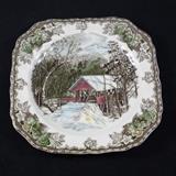 Group of 4 Johnson Bros. The Friendly Village Plate with Outdoor Winter Scene