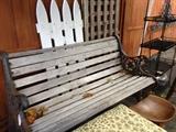 Vintage wood + wrought iron bench