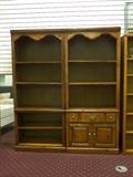 very nice 2 piece book shelves 32' wide x 76' tall each - dark oak in color