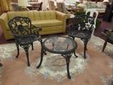 wrought iron set - glass top table 
