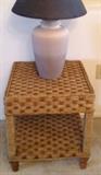 Wood and woven rope end table. 