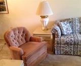 1 of the 2 swivel rockers, Lane end tables, Broyhill sofa