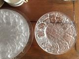 Lalique-like glass salad set and charger