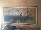 Japanese four-panel screen painted on silk