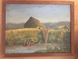 Countryside oil painting of village scene  by Otto Georgi, Germany