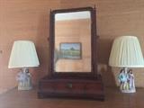 Shaving mirror and romantic porcelain lamps