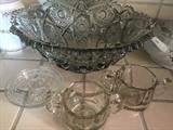 antique glass punch bowl