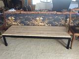 Mid Century stone top black base 1950s coffee table