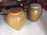 Huge pair of Chinese pottery storage containers (size: approx. 10 gal.)