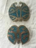 Sterling turquoise inlay butterfly vintage pins / pendants combo