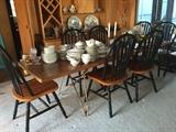 Mid Century Modern dining room plank table and eight chairs